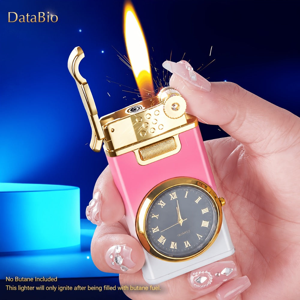 Metal Quartz Dial Double Flame Torch Lighter Windproof Refillable - Adjustable Flame, Open Fire | High-End Gift for Men & Women | 2 Colors | Butane Not Included