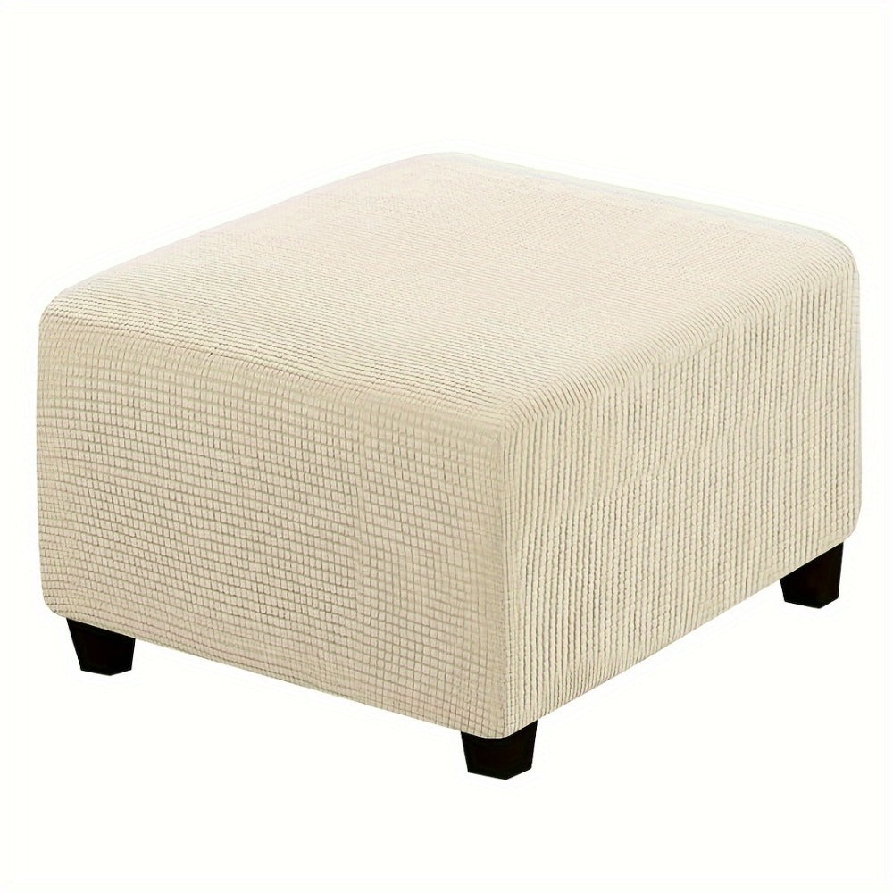 Square Ottoman Cover Elastic Stretch - Polar Fleece Footstool Slipcover with Elastic Band Closure Machine Washable for Home Office Decor, 6 Colors L XL