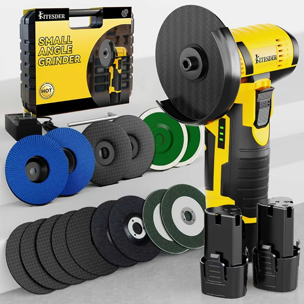 12V Cordless Angle Grinder - 19500 RPM Electric Sander & Polisher for Metal, Wood & Home Repairs, Multi-Function Grinding Tool