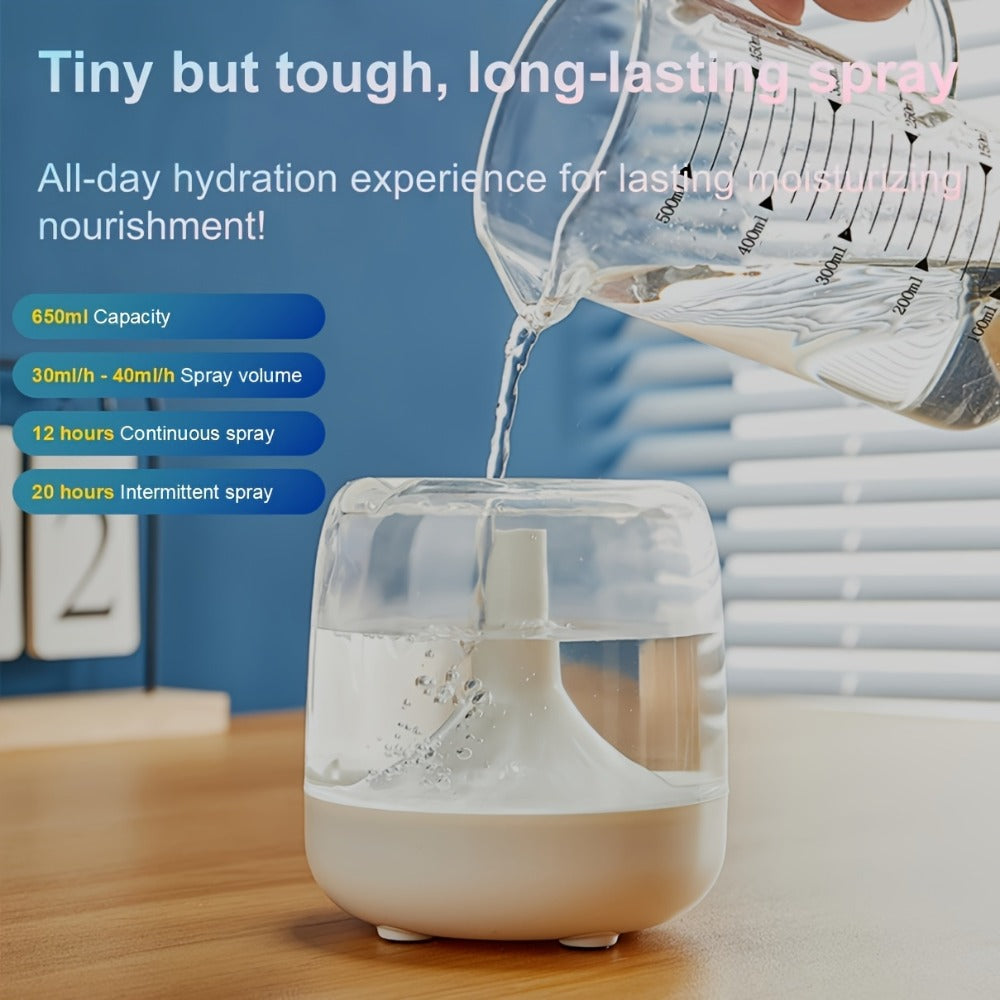USB Humidifier with 7-Color Night Light ¨C Silent 26dB Double Mist Visible Water Tank 24-Hour Runtime for Bedroom Living Room Office Desktop Home Decor Gift