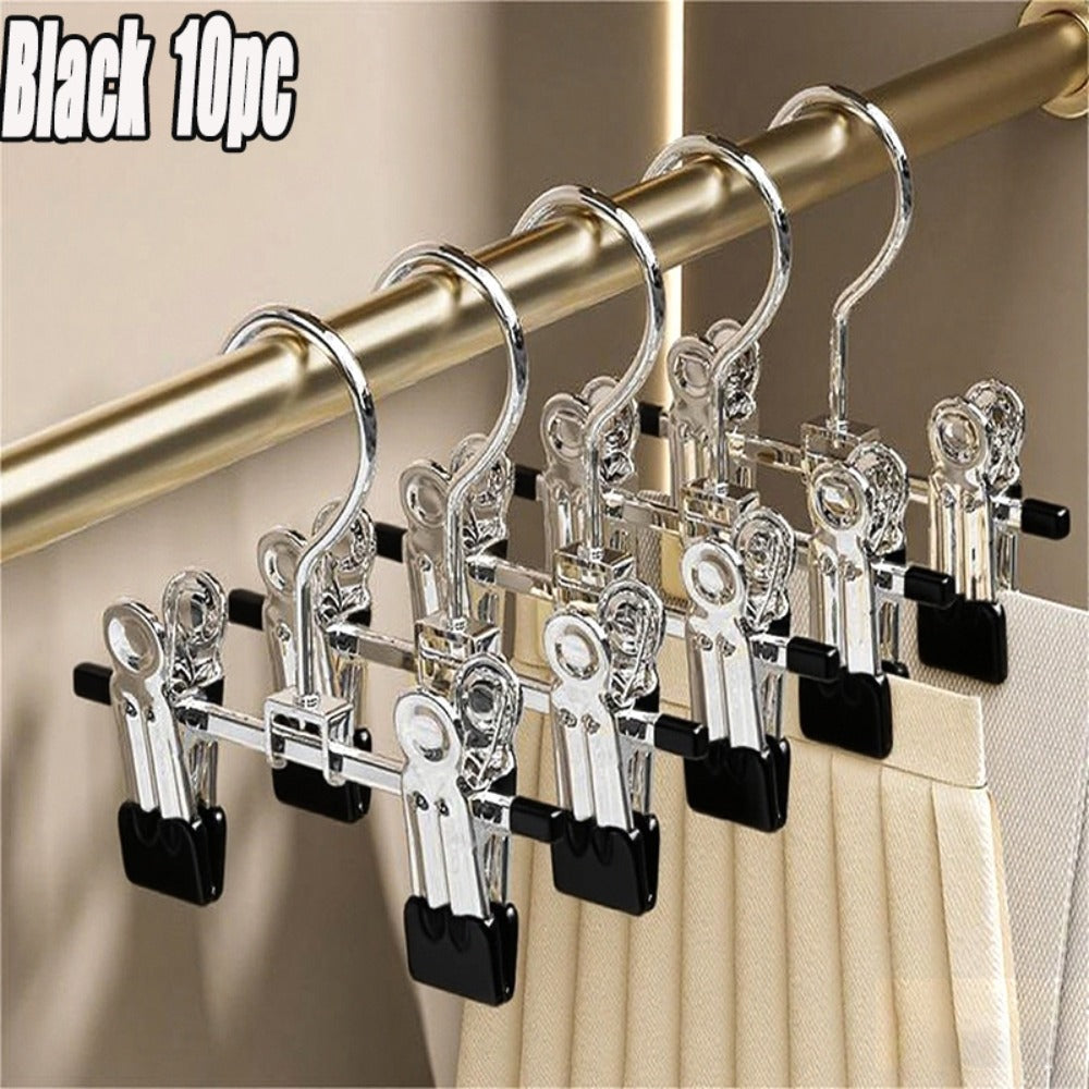 Stainless Steel Clothes Hangers 10 Pack Non-Slip Non-Marking Retractable Metal Hangers with Sock Hook Space Saving Closet Organizer for Wardrobe Drying Laundry