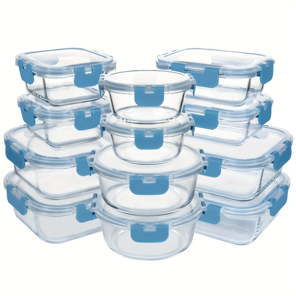 Glass Food Storage Containers with Airtight Lids - Borosilicate Glass Meal Prep Containers Set, Microwave Dishwasher Freezer Safe, BPA Free, Leak Proof Lunch Containers for Kitchen