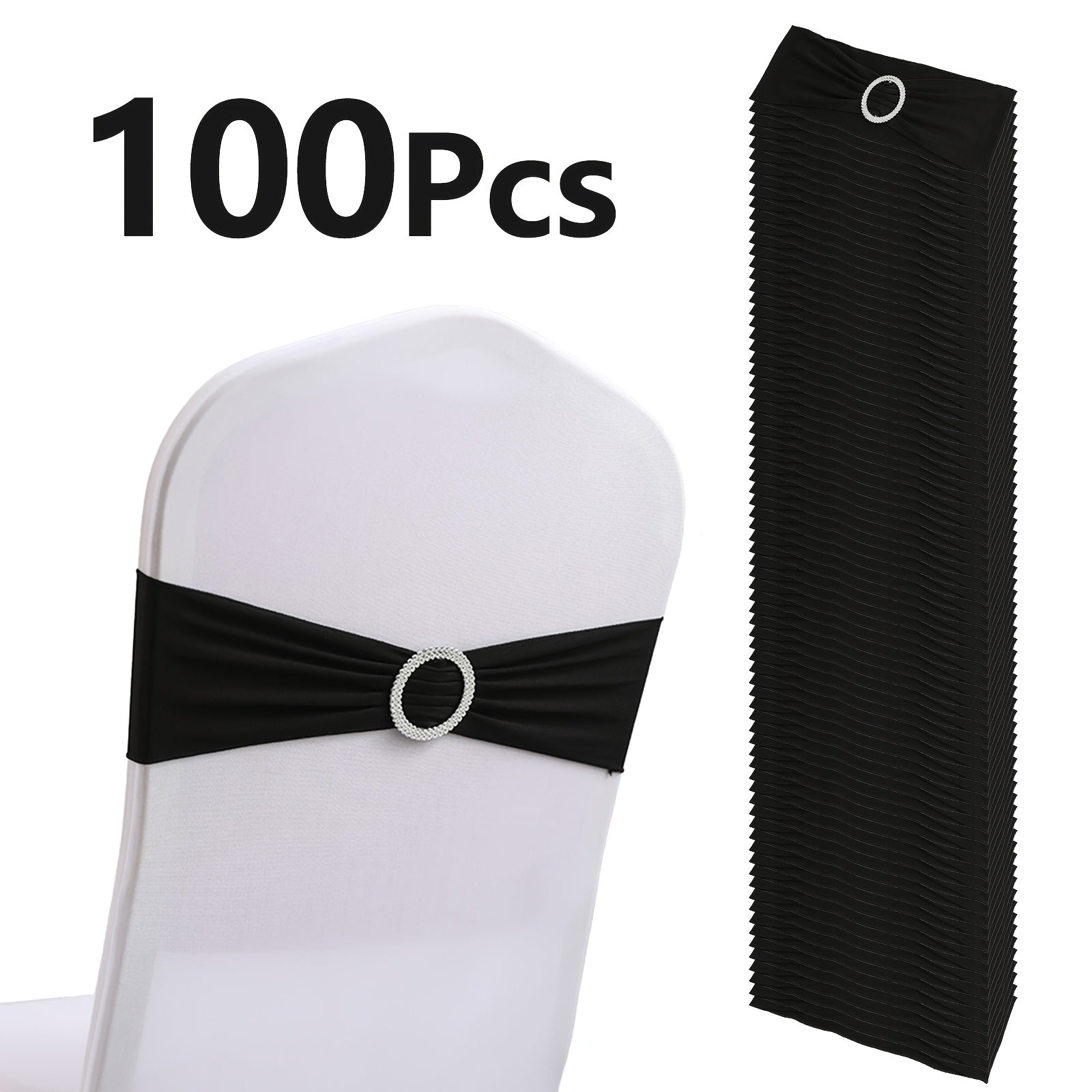 Chair Sashes for Wedding 100pcs Stretch Spandex Elastic Chair Sash Bands with Buckle for Dining Chairs Banquet Party Event Decor - Bulk Set Multiple Colors