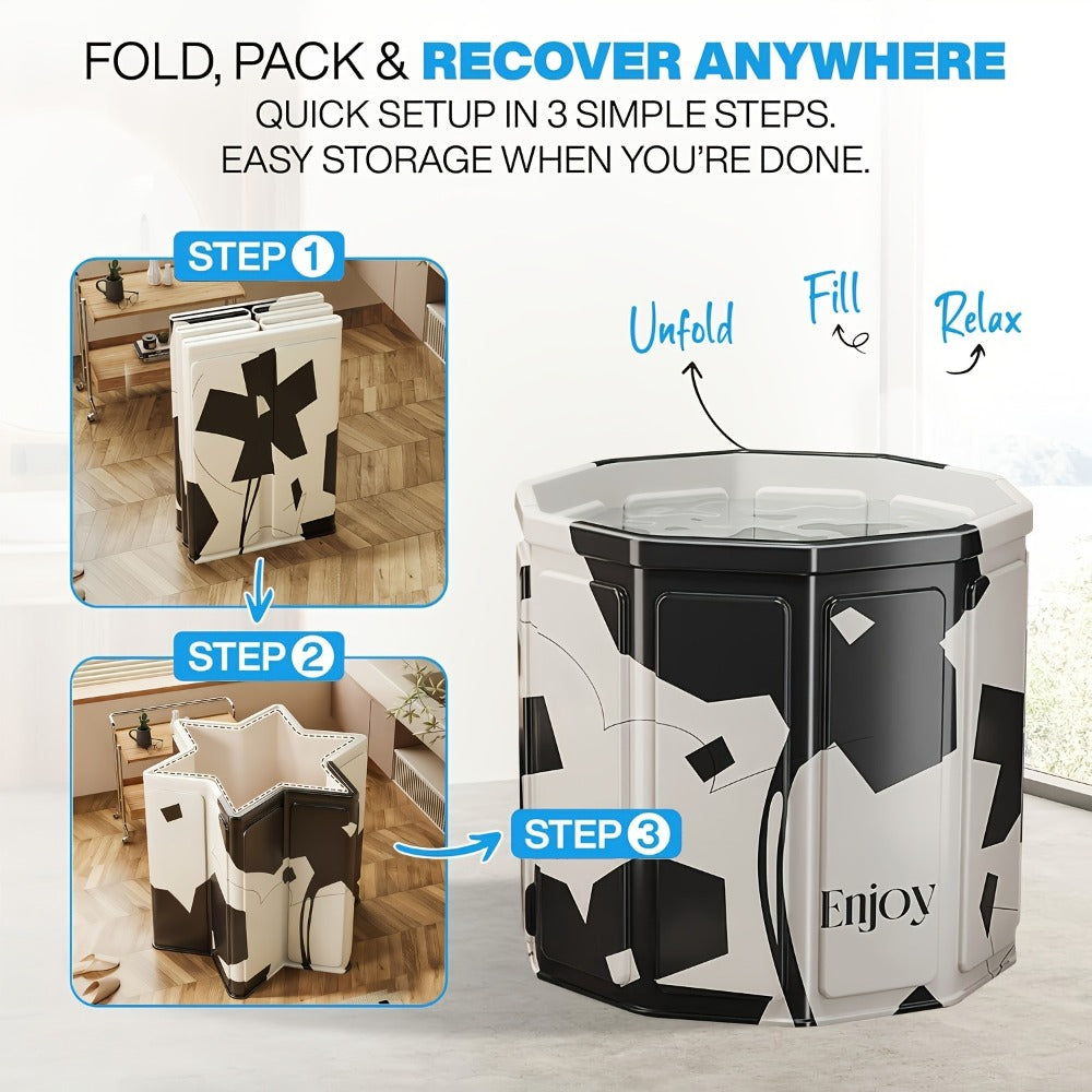Foldable Soaking Tub for Adults ¨C Portable Full Body Bath Barrel with Non-Slip Base, Collapsible Hot & Cold Soak Tub for Home Travel Small Spaces, Space-Saving Bathroom Accessory