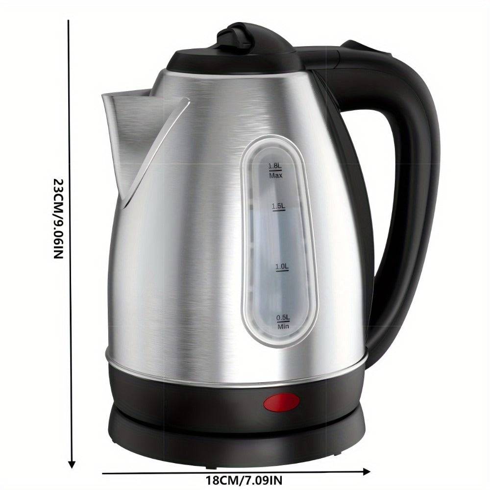 Electric Kettle Stainless Steel 1200W Fast Boil with Water Window - 60.87oz BPA-Free Auto Shut-Off Electric Tea Kettle for Tea Coffee Hot Water, Quiet Boil Cordless Kitchen Kettle Gift