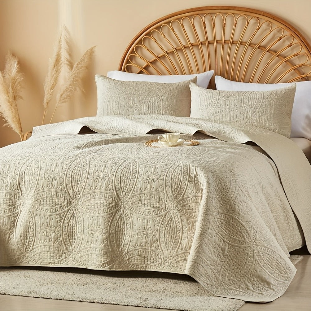Quilt Set 2-3pcs ¨C Lightweight Microfiber Bedspread Coin Pattern Coverlet All Seasons Twin Full Queen King Cal King
