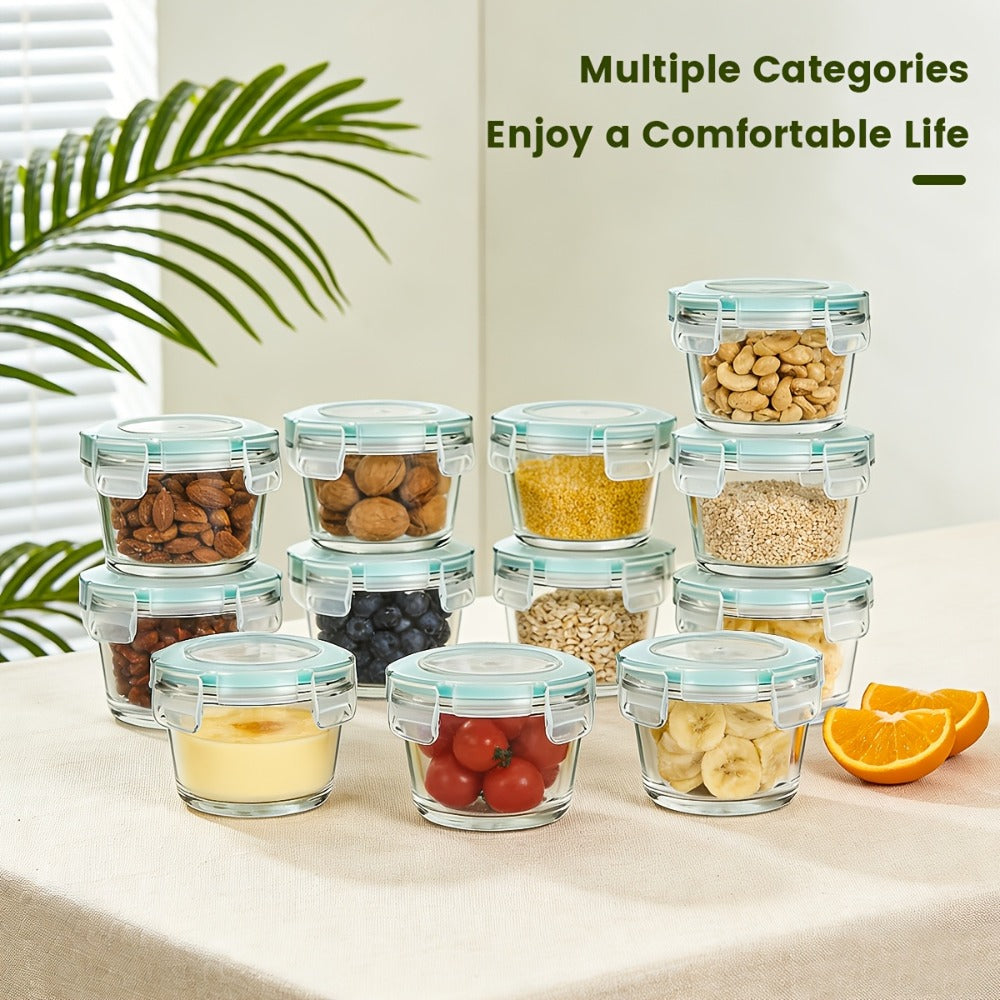 Glass Food Storage Containers with Lids Set of 12, Airtight Leak-Proof Meal Prep Containers, Microwave Oven Freezer Dishwasher Safe Bento Boxes for Pantry Kitchen Organization