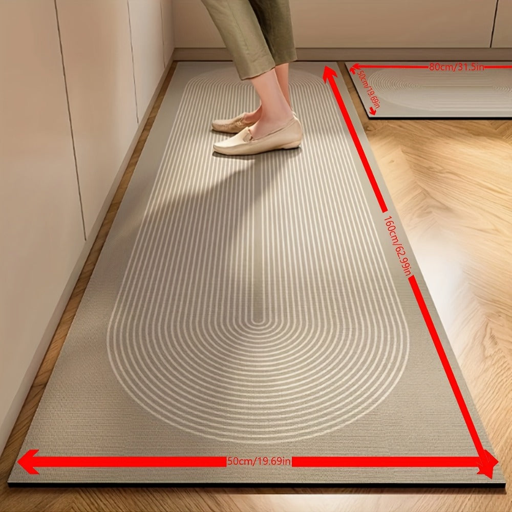 Kitchen Mat Non-Slip Absorbent Runner Rug Nordic Floral Pattern Anti-Fatigue Floor Mat with Rubber Backing for Kitchen Bathroom Hallway Laundry Room Beige Brown Washable