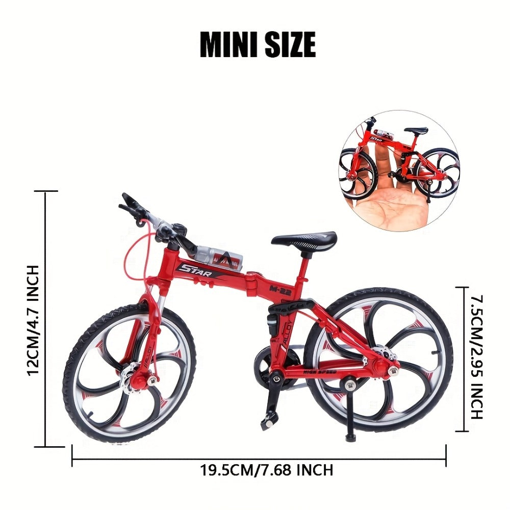 Diecast Mountain Bike Model 1:8 Scale Alloy Foldable Miniature Bicycle Figurine for Home Office Desk Decor, Collector Gift, Christmas Birthday Present, 3 Colors Available