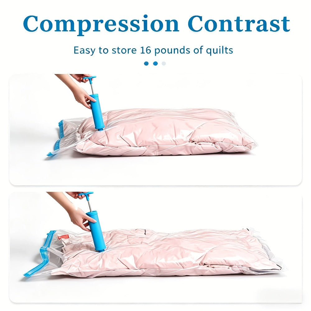 Vacuum Storage Bags with Air Pump, 20-21 Pack Reusable Compression Bags for Clothes, Quilts & Blankets ¡ª 4 Sizes Space-Saving Storage for Travel, Moving & Organizing | Transparent