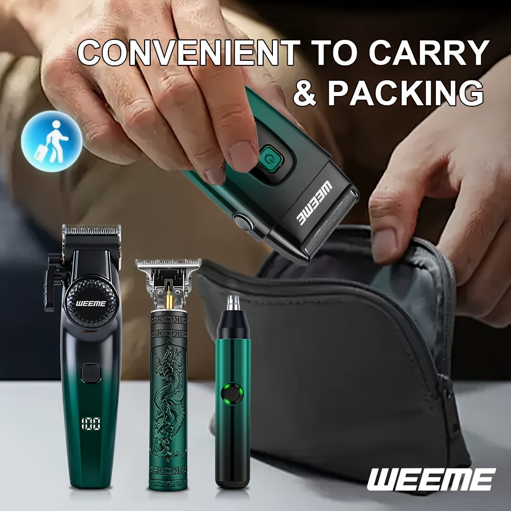 Men's Grooming Gift Box Set ¨C Dragon & Phoenix Design, 2/4pcs Kit with Shaver, Hair Clipper, Nose Hair Remover & T9 Detail Trimmer for Shaving, Hair Cutting & Nose Hair Removal