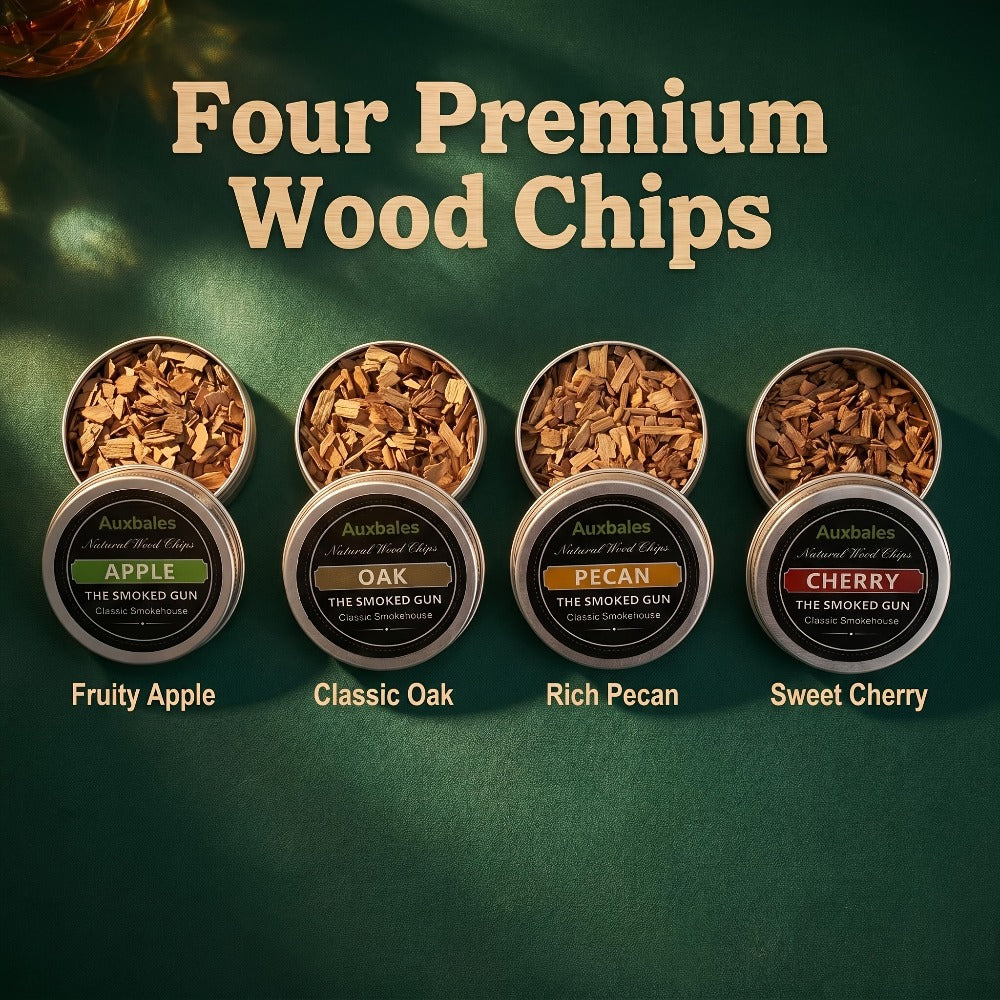 Whiskey Smoker Kit with 4 Wood Chip Flavors & Filters ¨C Cocktail Smoker Set, Whiskey Gifts for Men, Dad, Birthday, Father's Day, Christmas (No Butane)