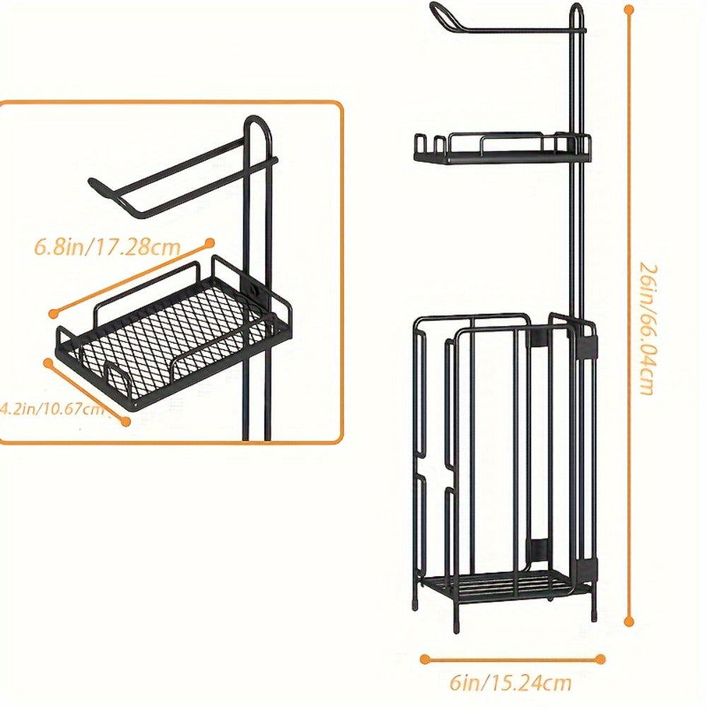 Freestanding Toilet Paper Holder Stainless Steel Stand with 3 Extra Roll Storage Modern Bathroom Organizer
