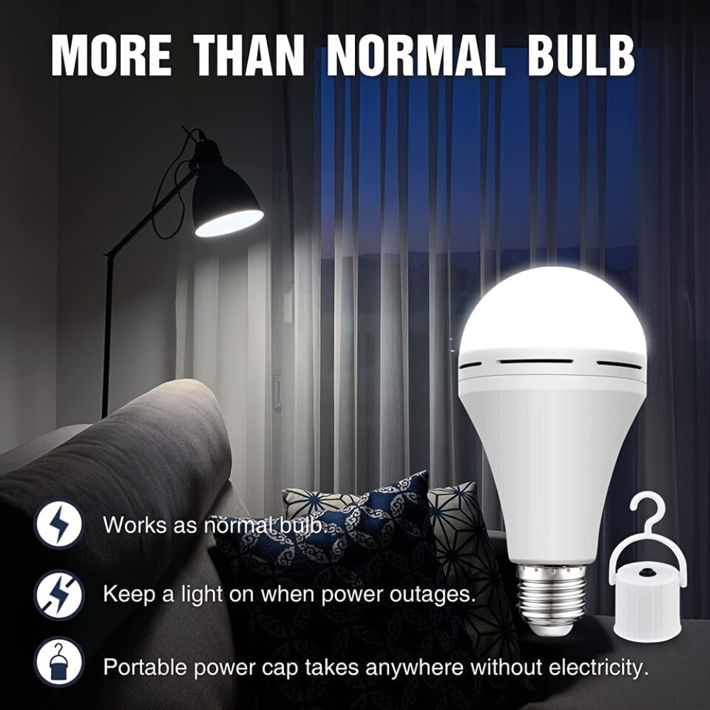 Emergency Light Bulb for Power Outages, Self-Charging Battery Backup LED Bulb 1200mAh 60 Watt Equivalent, Stays On During Blackout, E26 Base Rechargeable Backup Bulb for Home Safety Daily Use