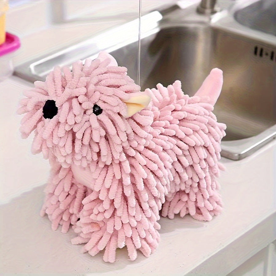 Microfiber Kitchen Towels Super Absorbent Cute Puppy Cartoon Design Dish Towels for Kitchen Bathroom Hand Towel Knit Fabric Quick Dry Blue Gray Pink Brown