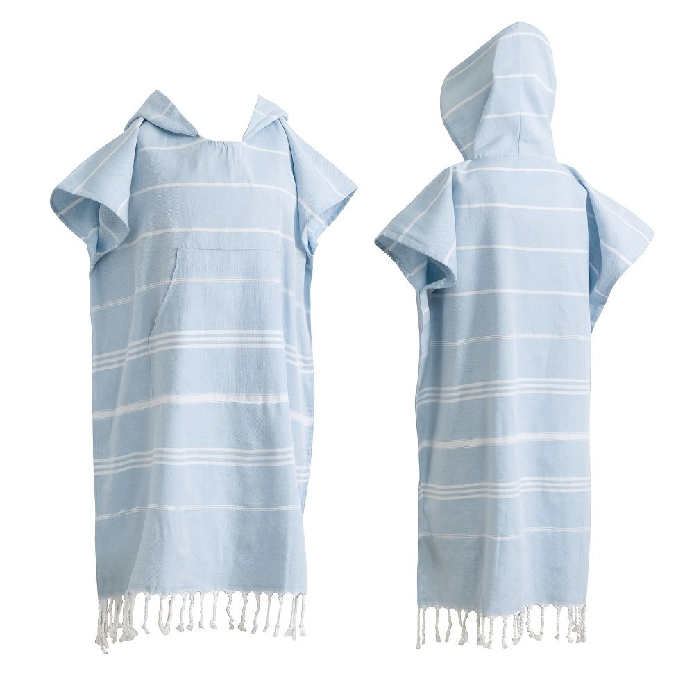 Hooded Beach Poncho Turkish Cotton Quick Dry Sandproof - Wearable Surf Changing Towel Lightweight Thin Bathrobe | S & L | Blue Green Purple Pink Gray | Swimming Diving Surfing Beach Essentials