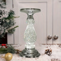 LED Swirling Candle Holder with On/Off Switch ¨C Polished Acrylic Pedestal Base Fits 3-Wick Candles Up to 4 Inch Silver Gold Centerpiece for Home Decor Wedding Table Holiday Christmas Gift