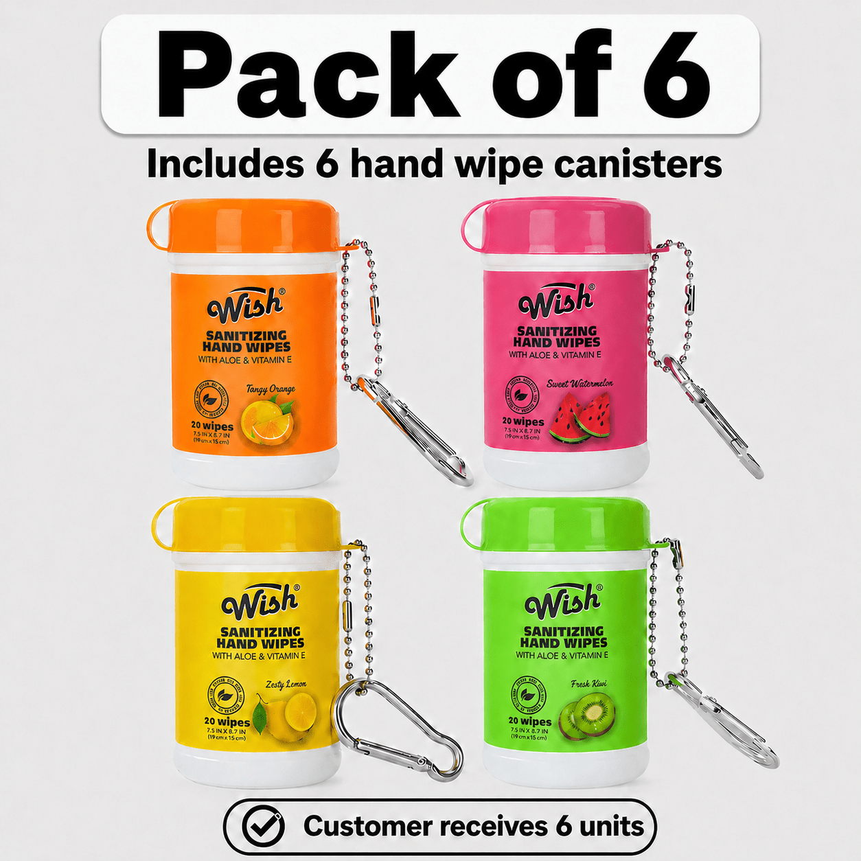 Disposable Hand Wipes Assorted Packs - Portable Travel Size Hand Cleaning Wipes for Everyday Use | Compact Scented Wipes for Purse, Bag, Office, Home & Outdoor | Available in 1, 2, 3, 4, 6 & 8 Packs