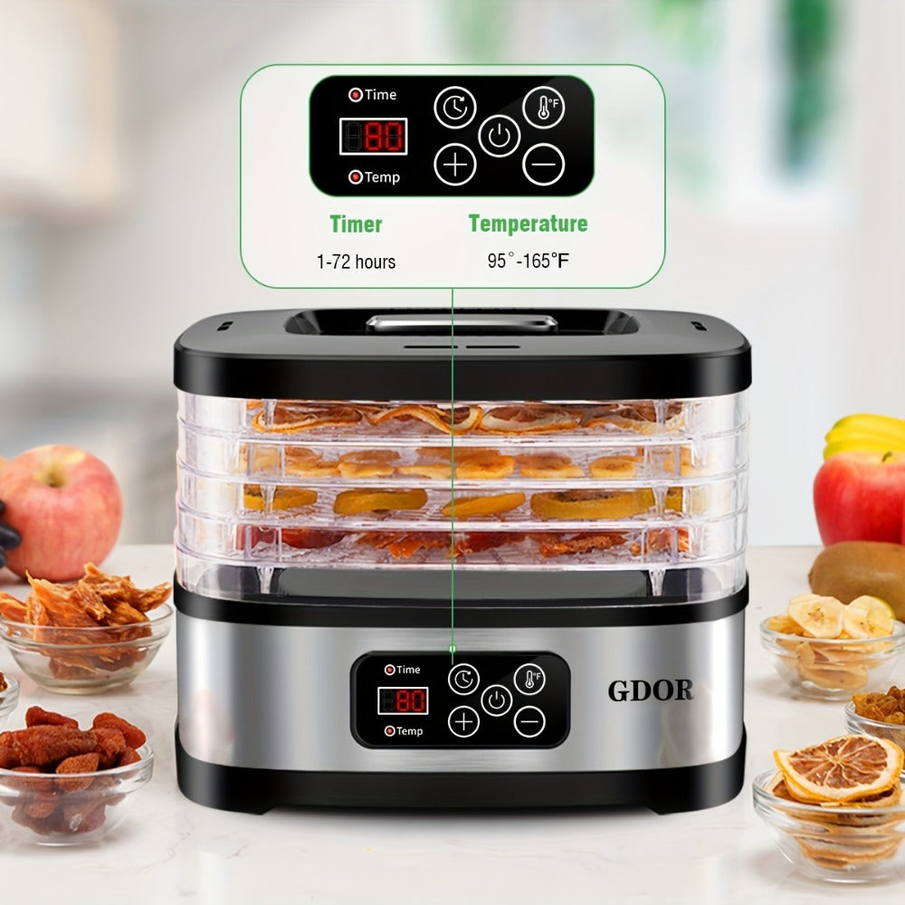 Food Dehydrator Machine 5-Tray with 72H Timer & LED Display ¨C Adjustable Temperature Control, BPA-Free, Includes Mesh Screen, Fruit Roll Sheet & Recipes, for Jerky, Fruit, Veggie, Herb & Dog Treats