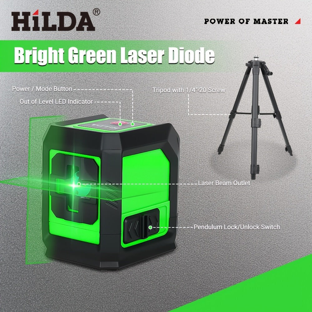 Green Laser Level Self Leveling Cross Line Horizontal Vertical Green Beam Laser with 39 Inch Adjustable Tripod Rotating Head for Home Decoration Construction Tiling Alignment