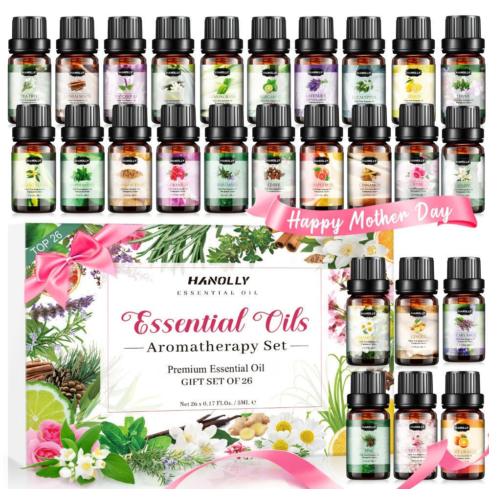 Essential Oils Set 12 26 32 48 Pcs Aromatherapy Gift Kit Lavender Eucalyptus Tea Tree Peppermint for Diffuser Humidifier Candle Soap Making Birthday Holiday Gift