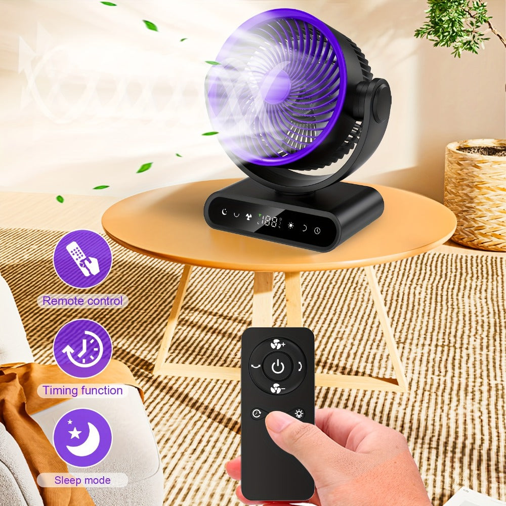 Camping Fan with LED Light Battery Powered 20000mAh 40000mAh 9-Inch 5-Speed Remote Control 90¡ã Tilt 120¡ã Oscillating Quiet Air Circulator for Outdoor Home