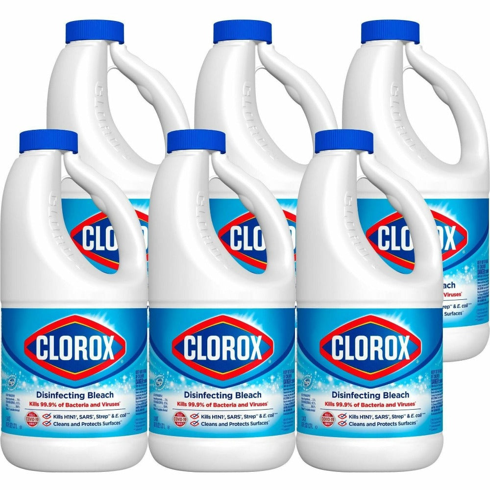Clorox Disinfecting Bleach Regular Concentrated Formula 6-Pack Carton ¨C Kills 99.9% of Germs, CloroMax Technology, Whitest Whites, Surface Protection