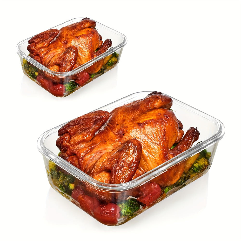 Large Glass Food Storage Containers with Lids 2 Pack ¨C 63oz Borosilicate Glass Meal Prep Containers, Airtight Snap Lids, Oven Microwave Freezer Dishwasher Safe, Leak-Proof Baking Dish Set