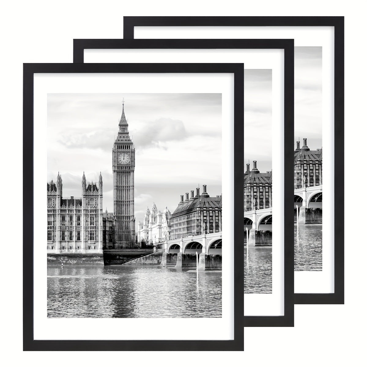 Wall Photo Frames Set of 3 ¨C 12x16 Inch Picture Frames for Wall Display, Multiple Colors, Hallway & Living Room Decor, Gift-Ready