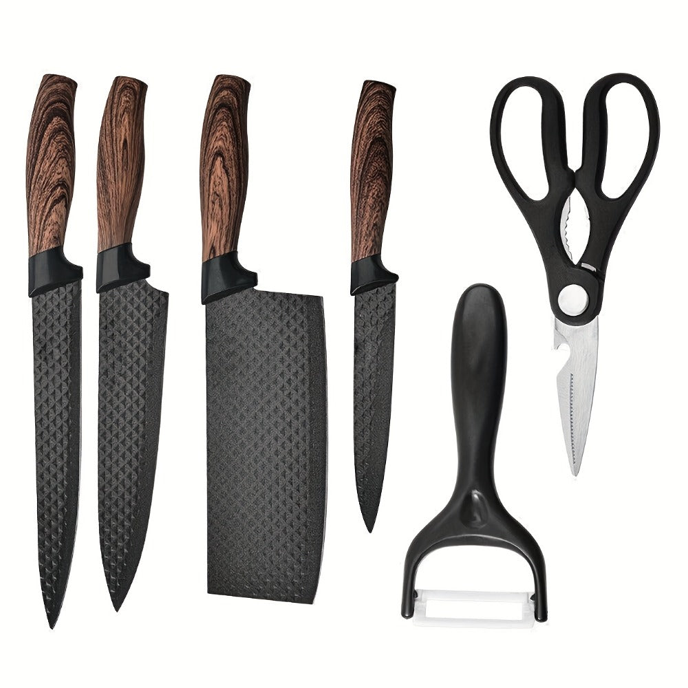 Kitchen Knife Set 6 & 7-Piece High-Carbon Stainless Steel with Ergonomic Wooden Handles ¨C Ultra-Sharp Chef's Knife, Peeler & Scissors