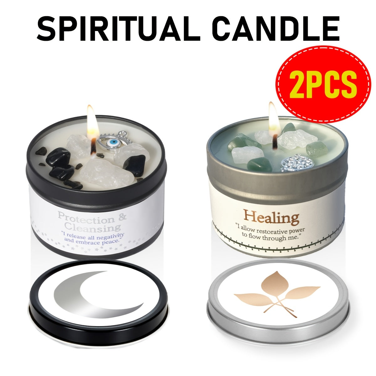 Manifestation Candles Scented Soy Wax with Crystal & Guidance Card for Meditation Yoga Focus | Law of Attraction Abundance Candle | Christmas Birthday Gift for Women