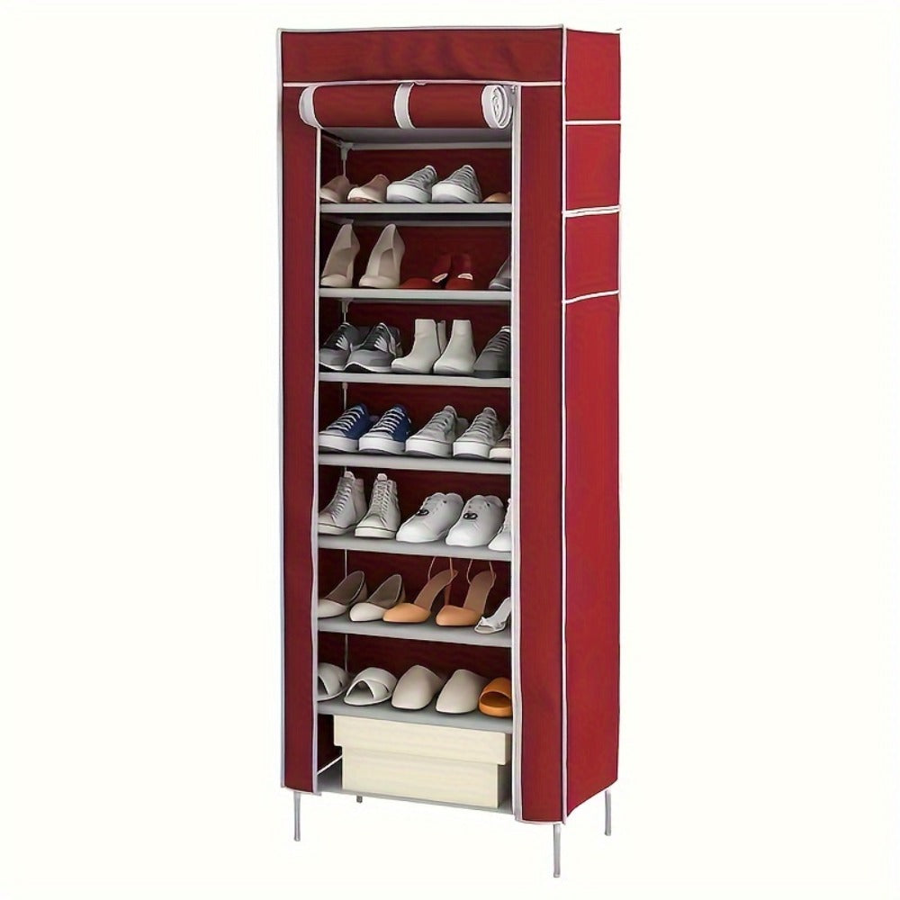 10-Layer Shoe Rack with Dust Cover ¨C Non-Woven Portable Shoe Cabinet Organizer for Entryway, Bedroom & Dormitory Storage