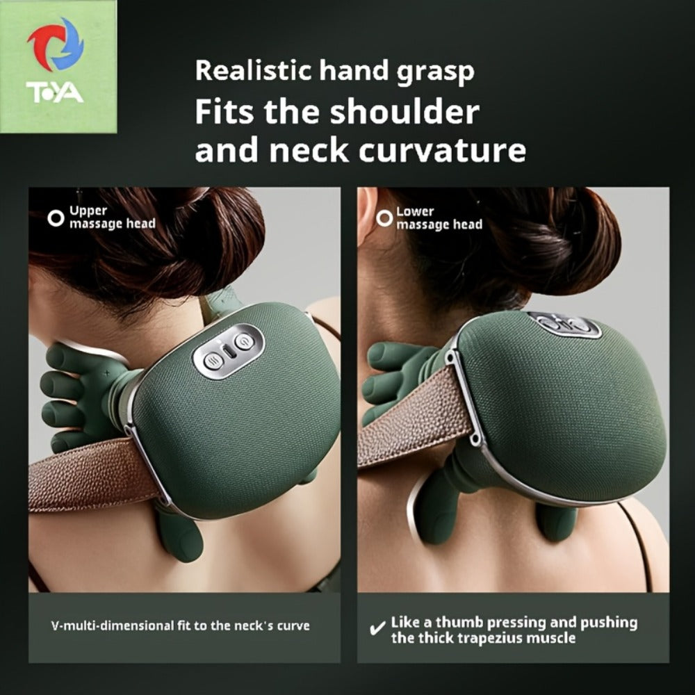 Electric Massager 4pcs Set - Portable Acupressure Kneading Device with Powerful Brushless Motor for Neck Back Shoulder Pain Relief Therapeutic Deep Tissue Massage Tool for Home Office Use
