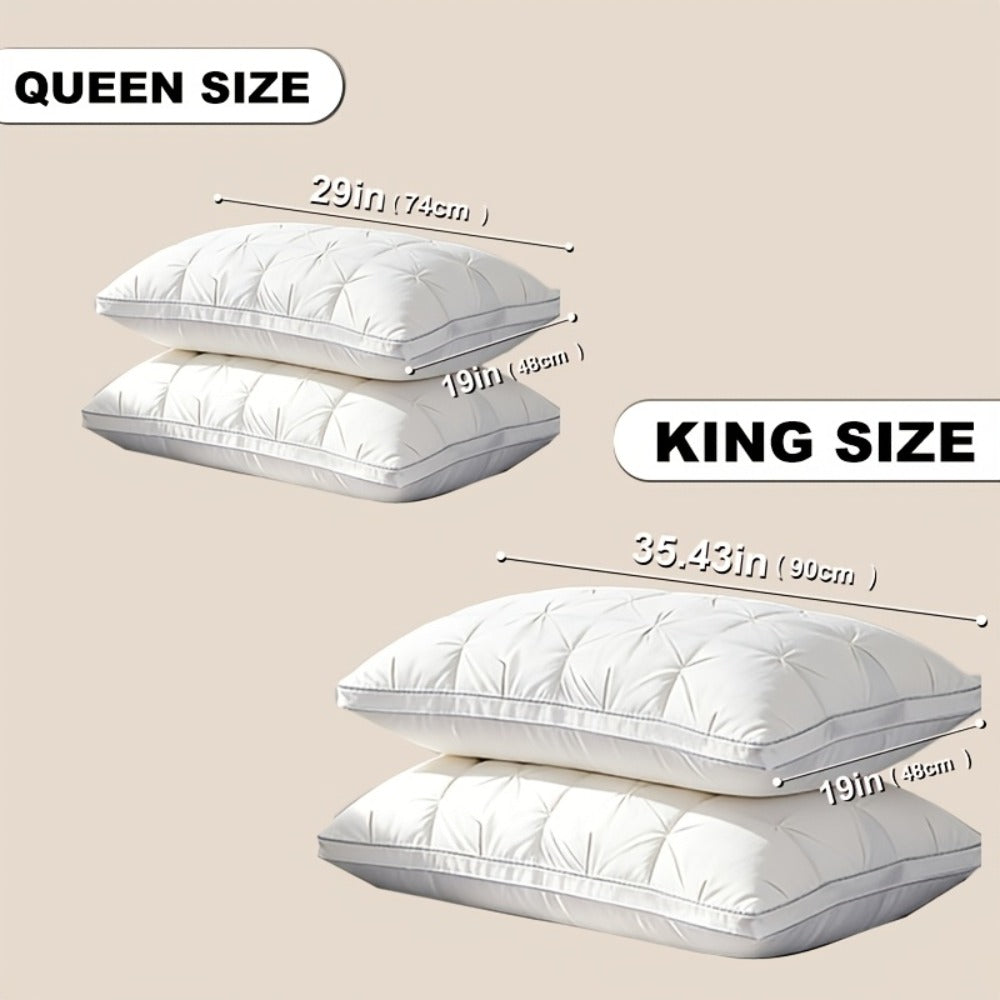 Luxury Hotel Pillows 2-Pack | King & Queen Size, Hypoallergenic Polyester Fill, Soft Satin Cover, Deep Sleep Neck Support, All-Season Non-Sinking Pillow Core, Boho Modern Design