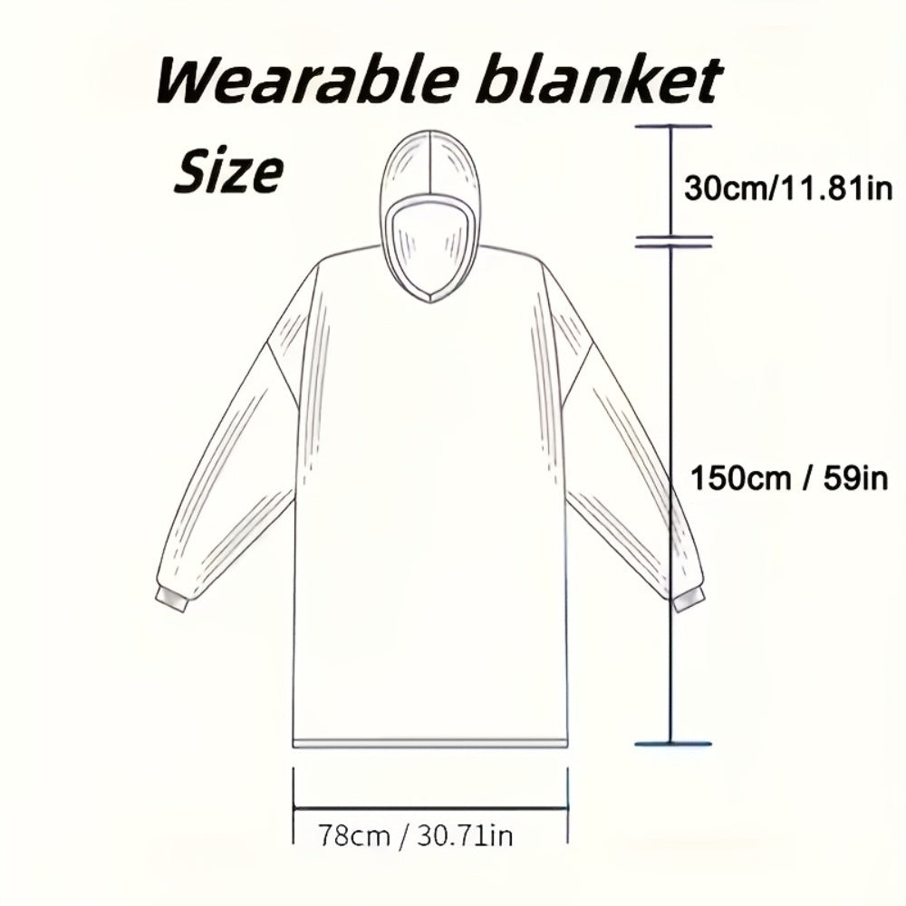 Plaid Fleece Wearable Hooded Blanket ¨C 400gsm Warm Cozy Oversized Hoodie Bedspread, Machine Washable, 4 Colors, 70¡± Length