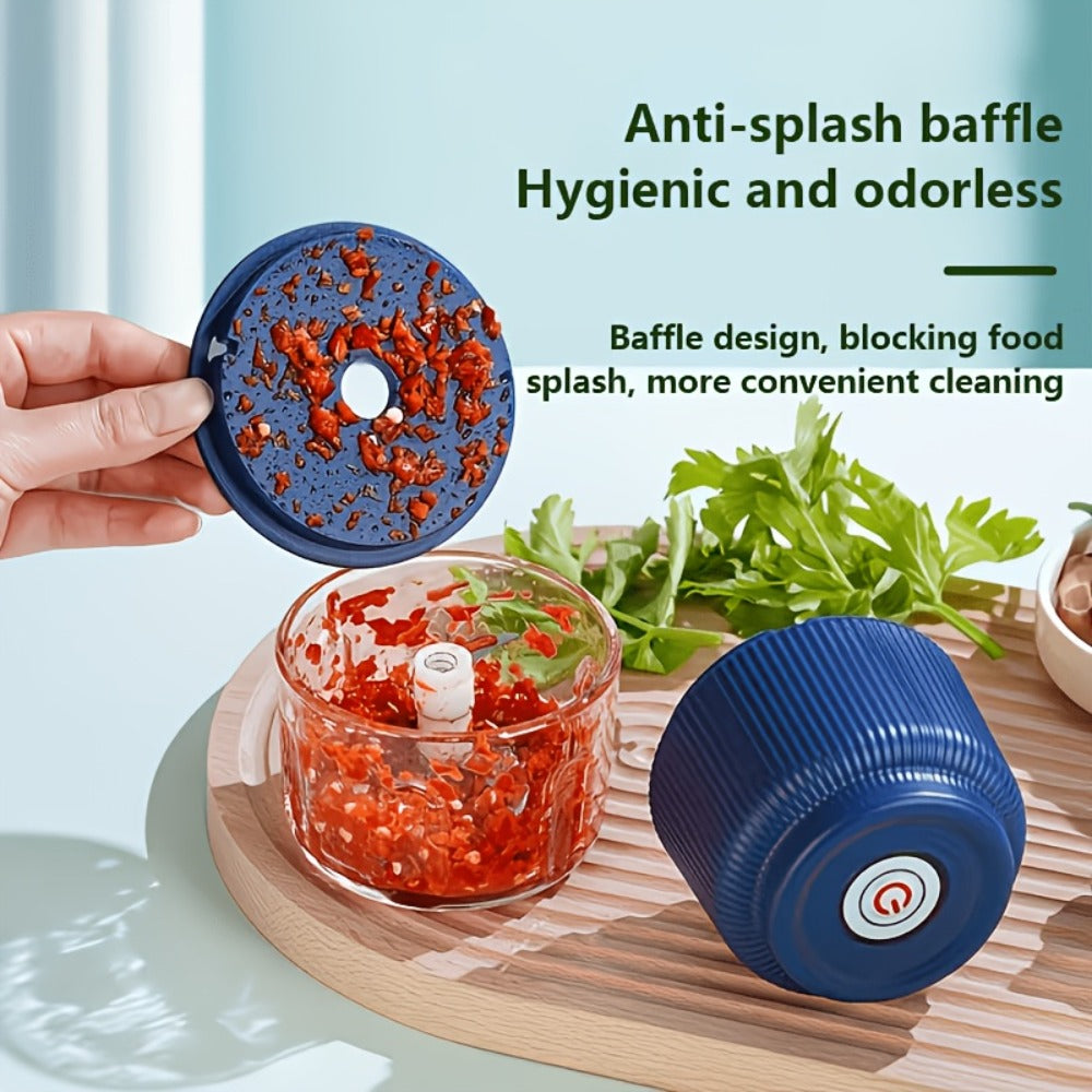 Electric Garlic Chopper & Mini Food Processor ¨C Rechargeable USB Portable Garlic Mincer with 2-Cup Container | Multi-Function Meat Grinder Vegetable Chopper Kitchen Gadget for Garlic Onion Ginger