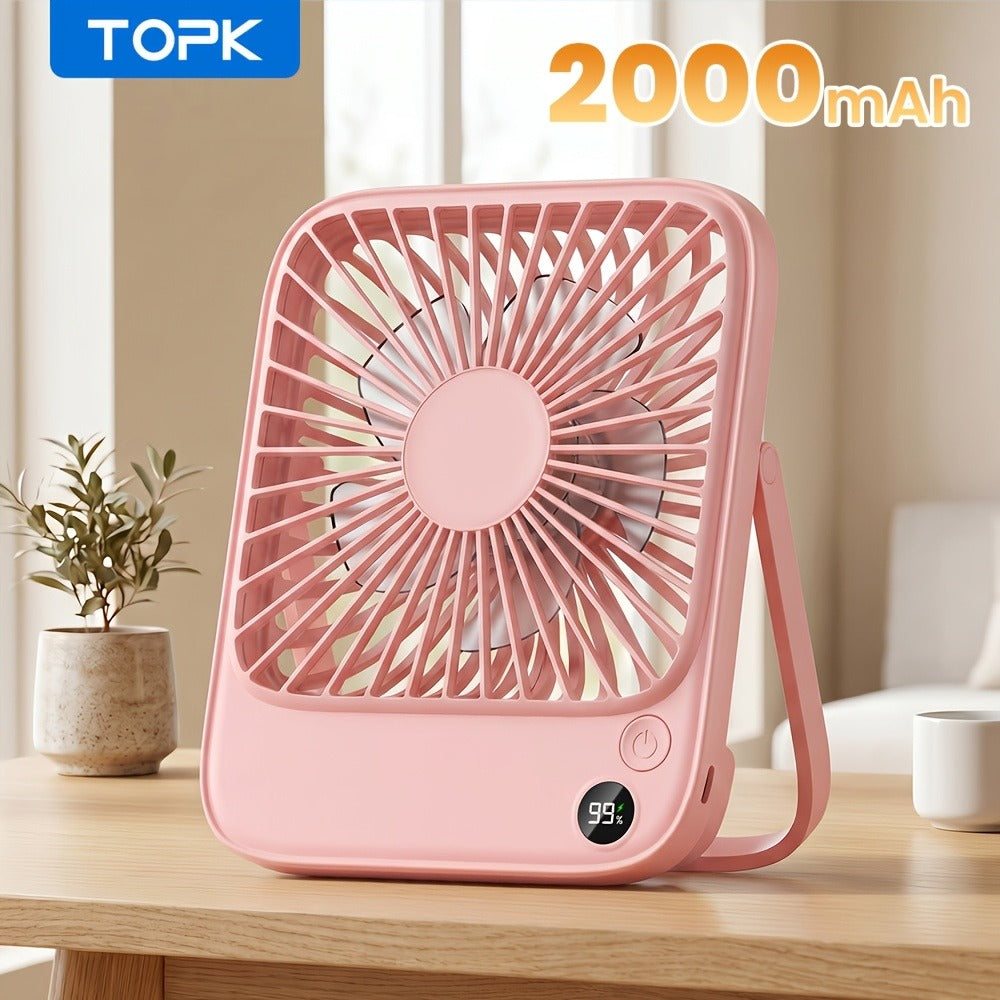 USB Desk Fan Battery Operated | 2000mAh & 5000mAh Rechargeable Mini Personal Fan, 4-Speed Adjustable, 180¡ã Tilt & Foldable, Ultra-Quiet Strong Airflow for Office, Bedroom & Desktop Use ¨C Black, Pink, White