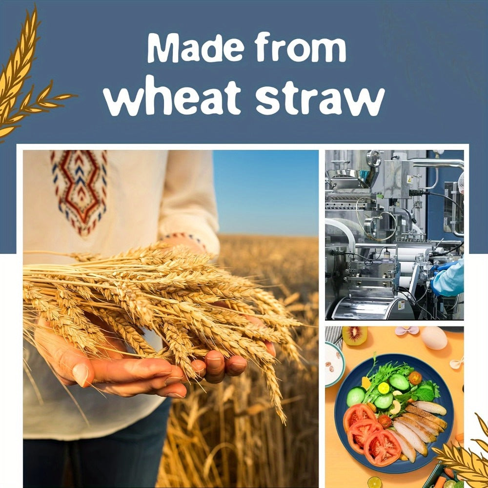 Wheat Straw Dinnerware Set 32/16pcs, Unbreakable Plastic Plates Bowls Cups, Colorful Outdoor Camping Dishes Service for 8
