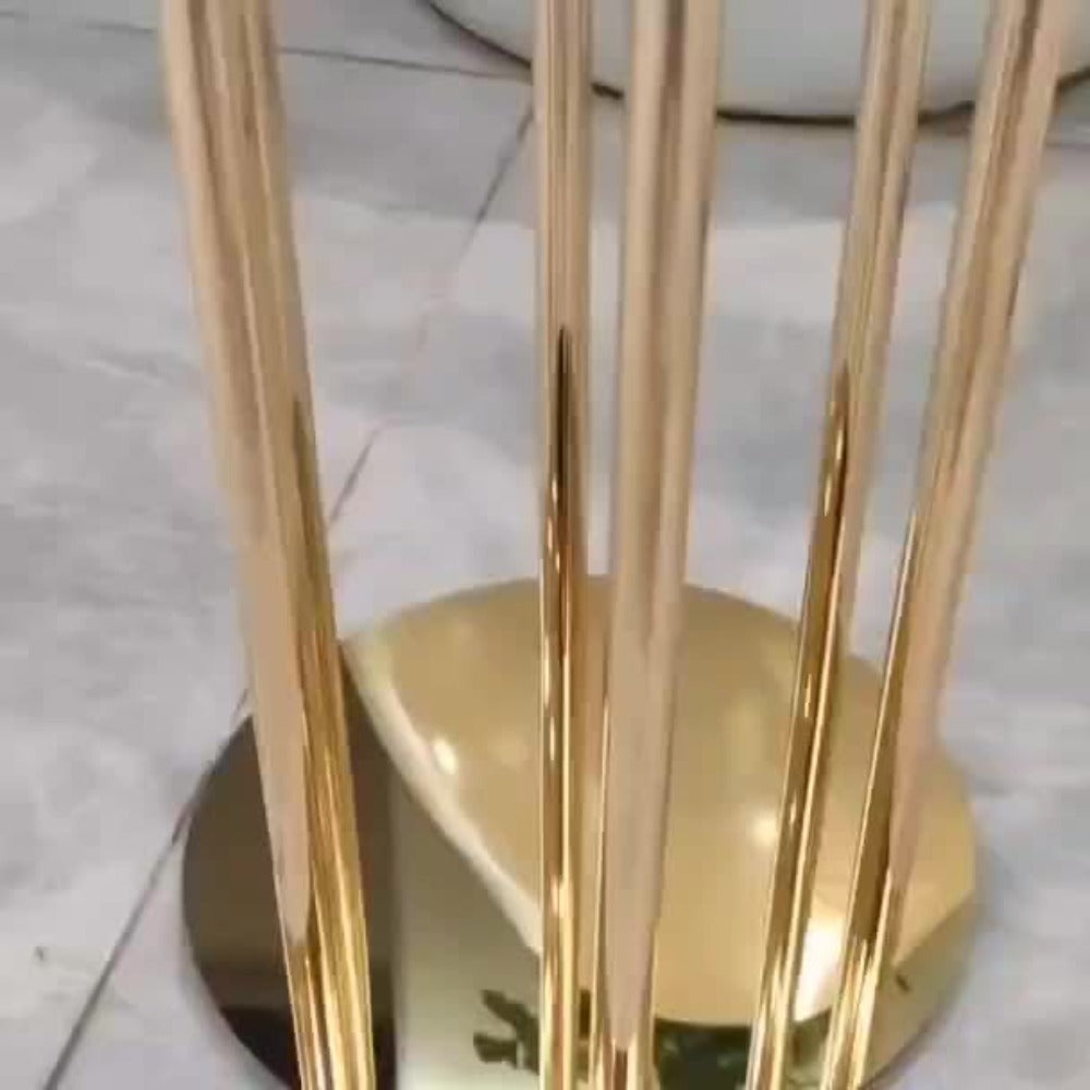 Floor Candelabra 6-Arm 46 Inch Gold Metal Candlestick Set with 12pcs LED Candles & Acrylic Shades, Tall Wedding Centerpiece Candle Holder for Valentine's Day Anniversary Party Home Decor