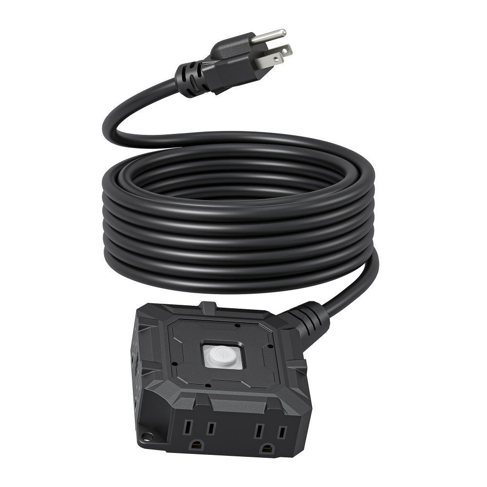 Heavy Duty Extension Cord 25ft 6-Outlet SJTW 14AWG with Protective Cover & On/Off Switch ¨C Outdoor Indoor Power Strip Cord for Workshop, Garage, Christmas Lights, Tools