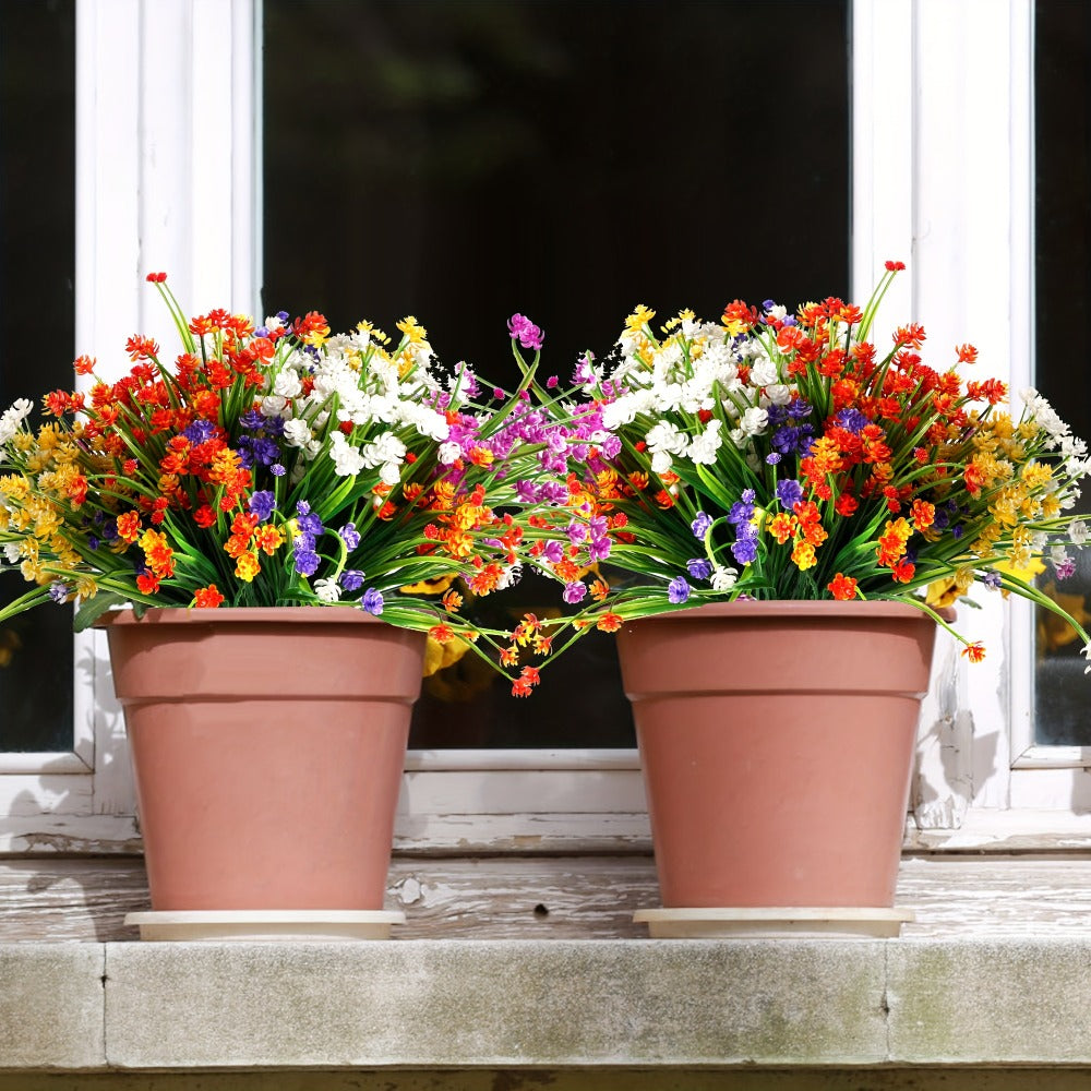 Artificial Flowers Outdoor UV Resistant 40 Bundles Fake Flowers for Home Garden Decor, Faux Floral Greenery Shrubs Plants for Party Table DIY Decoration Mix Colors