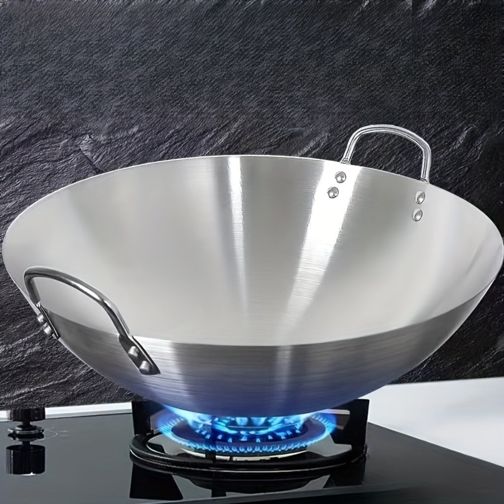 Stainless Steel Wok & Frying Pan ¨C Non-Stick Cooking Surface, Ergonomic Handle, Compatible with Gas, Induction & Electric Stovetops, Extra Thick & Deep, Easy to Clean