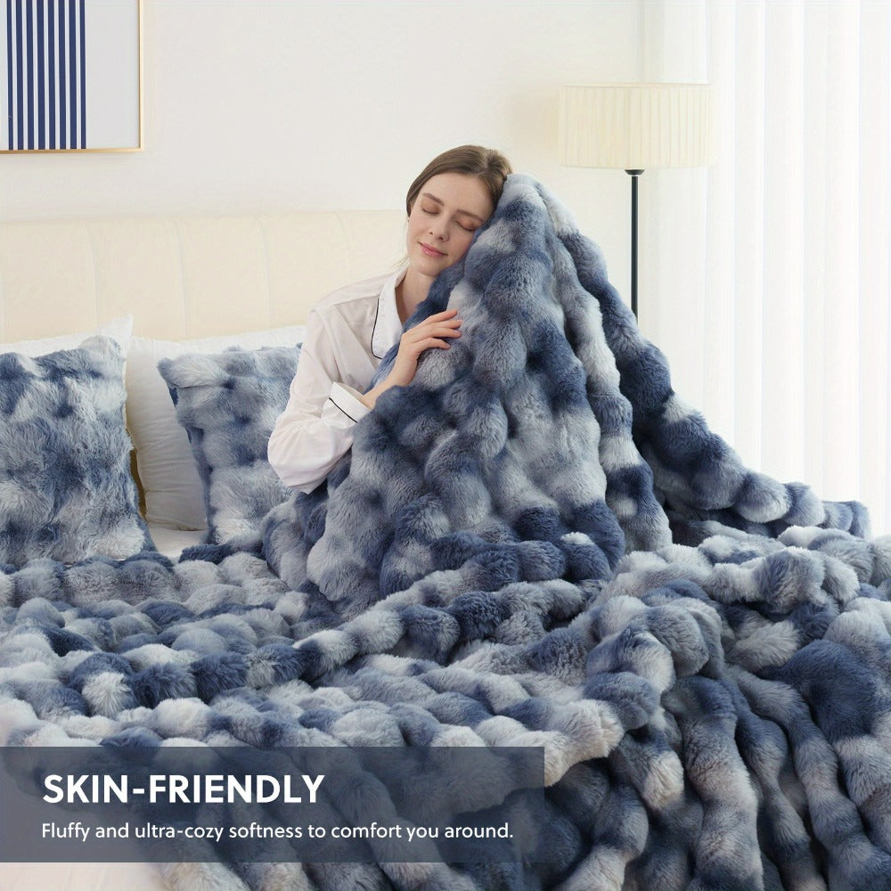 Faux Rabbit Fur Throw Blanket ¨C Ultra-Soft Plush Fleece for Bed, Couch, Sofa & Travel, All Season, 11 Colors, Throw to King Size