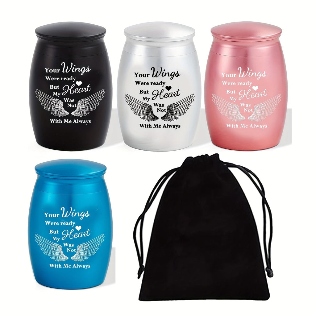 Mini Keepsake Urns for Human Ashes 4pcs ¨C Small Metal Memorial Urn Set for Pet Ashes 1.57 Inch 4 Colors Remembrance Gift