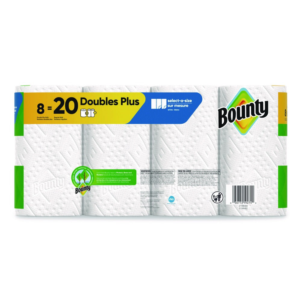Paper Towels 8 Double Rolls, Bounty Select-A-Size Kitchen Paper Towel, 2-Ply 103 Sheets per Roll, 2X More Absorbent, White 5.9 x 11 Inch Sheets, Quicker Picker Upper for Kitchen & Household Messes