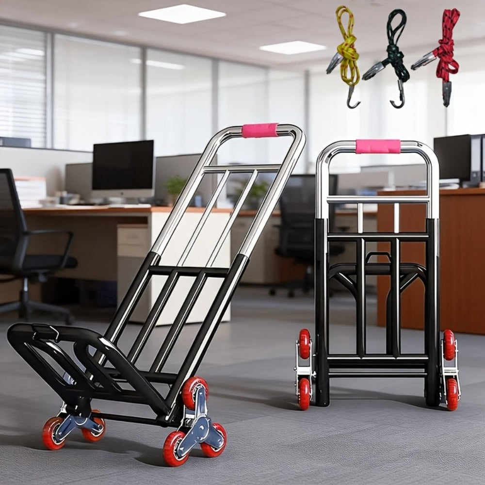 Folding Hand Truck Stair Climbing Wheels Heavy Duty 220 450 680 LBS Capacity Compact Collapsible Handcart Dolly for Home Warehouse Grocery Moving Office Material Handling
