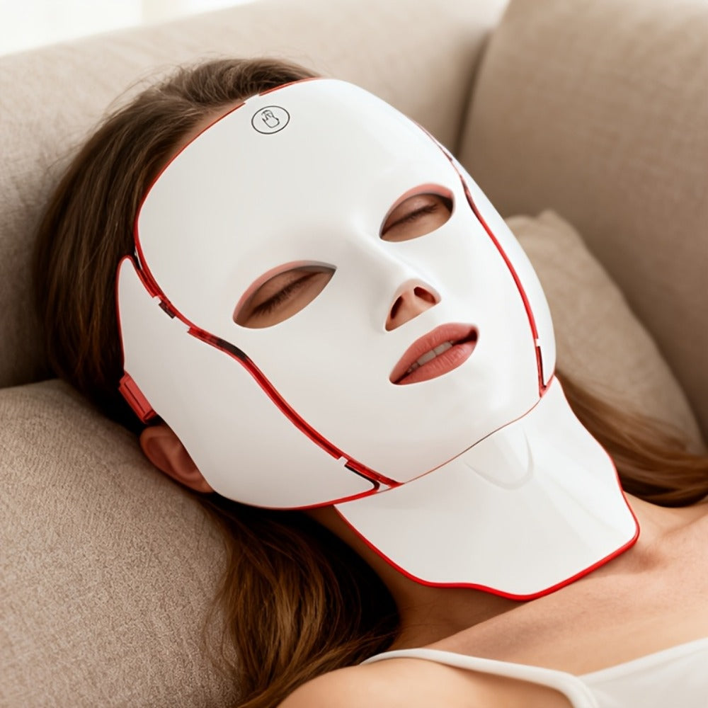 LED Light Therapy Facial Mask 7-Color USB Rechargeable ¨C Face Neck Anti-Aging Acne Rejuvenation Skincare Device, Beauty Instrument Gift for Women, Valentine's Day Mother's Day Birthday