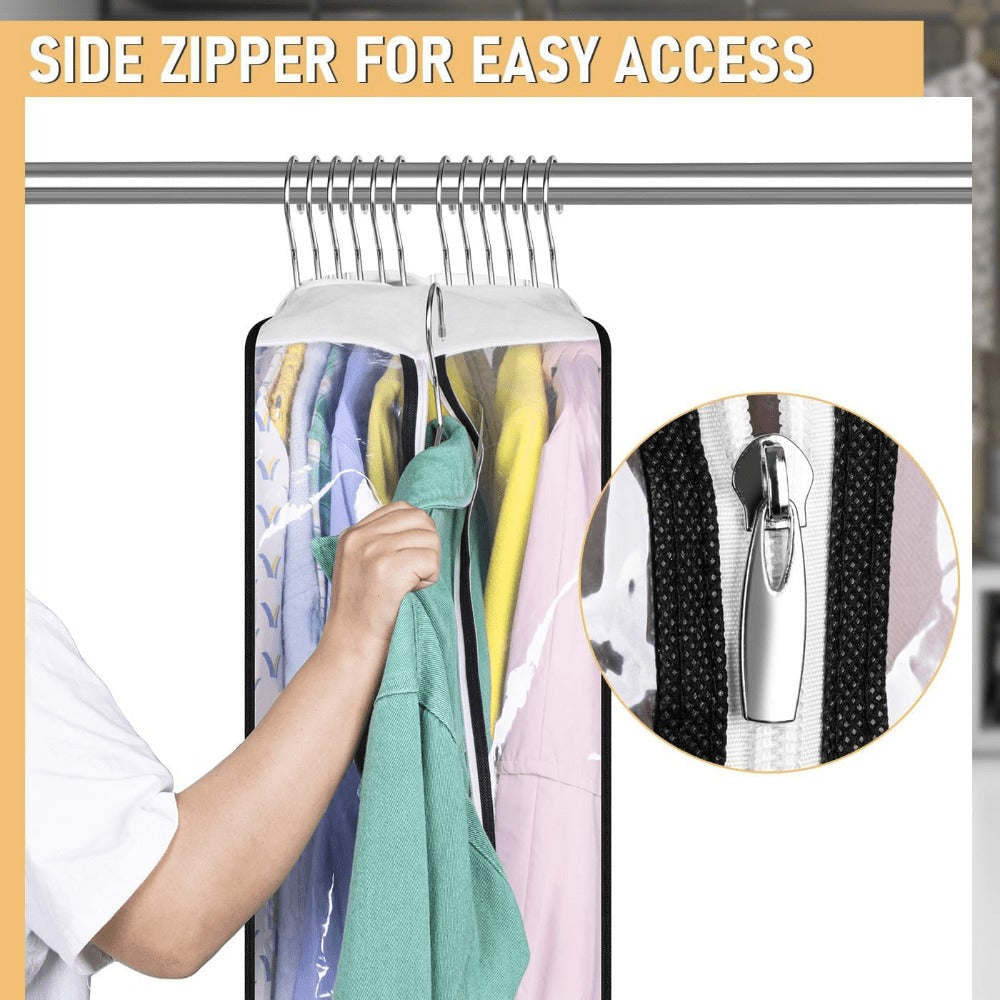 Garment Bags for Hanging Clothes, 3-Pack Transparent Suit Bags with Zipper, Heavy Duty EVA Coat Covers for Wardrobe Closet Storage, Fits 32 40 50 60 Inch Dresses Shirts Coats