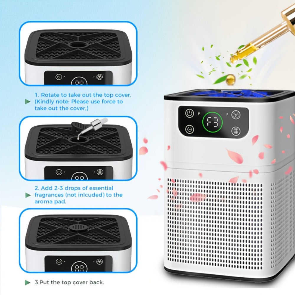 Small Air Purifier for Pets, Dust & Odor ¨C Aromatherapy Function, Ultra-Quiet Sleep Mode, Compact Air Cleaner for Bedroom, Office & Living Room, Pet Air Purifier with Low dB for Home Use, White & Black