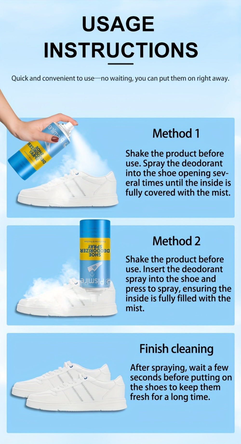 Foot Deodorant Spray 8.79oz ¨C Powerful 24-Hour Odor Eliminator for Shoes, Clothing & Body, Long-Lasting Freshness for Athletes, Women & Daily Use
